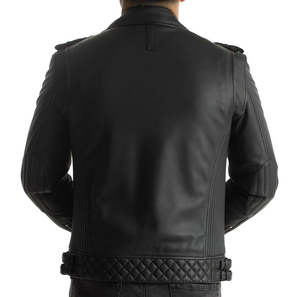 Douglas Black Quilted Motorcycle Leather Jacket