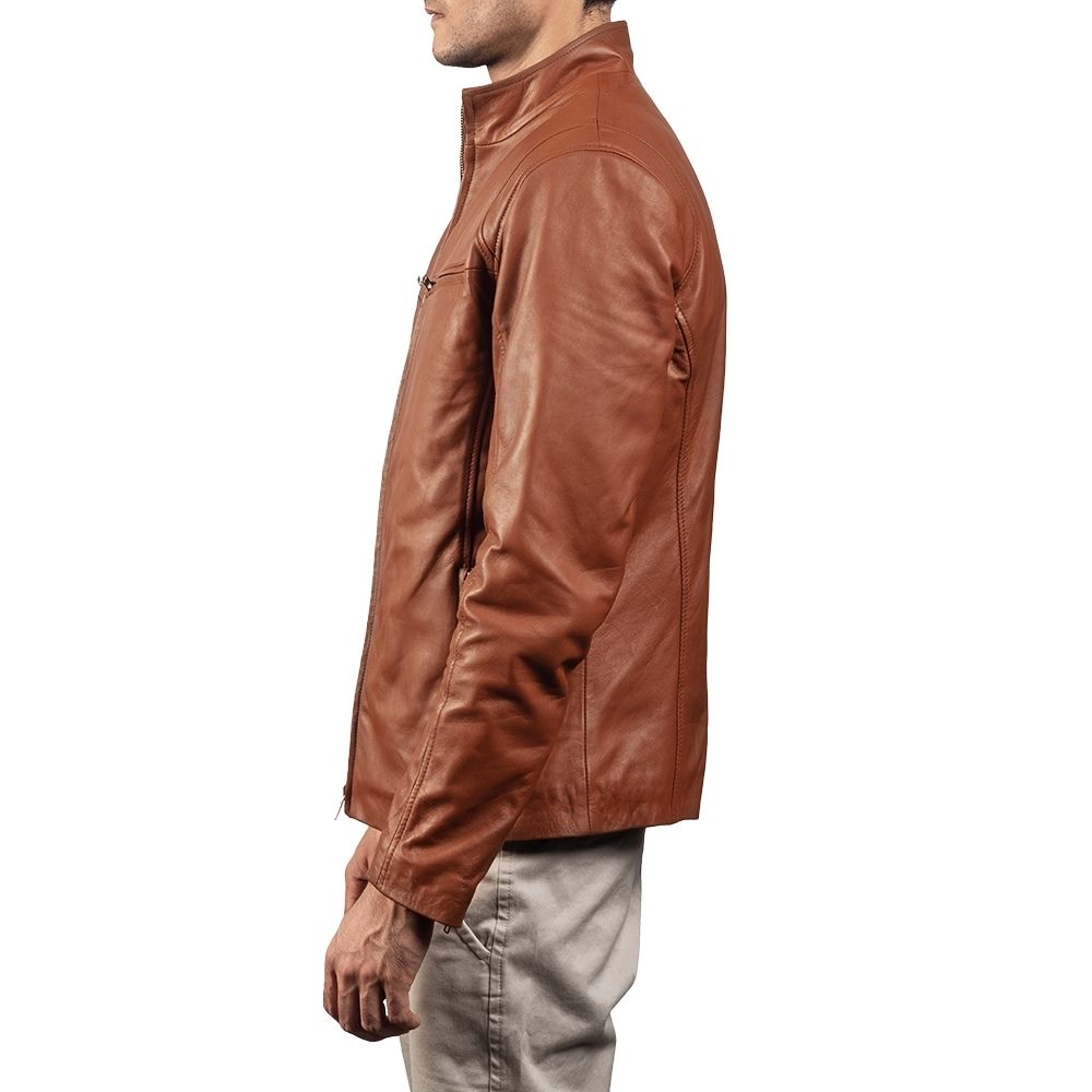 Jonas Brown Racer Leather Jacket