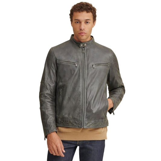 Melvin Gray Racer Leather Jacket