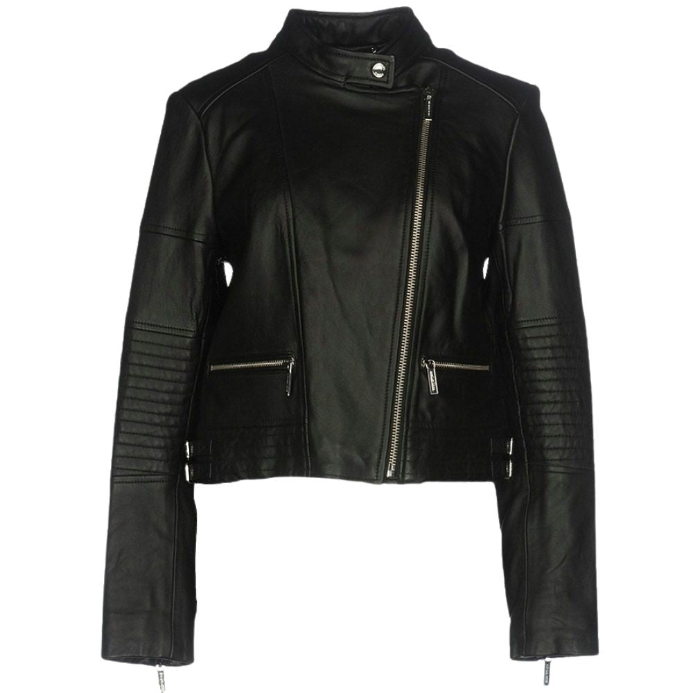 Alondra Black Quilted Racer Leather Jacket