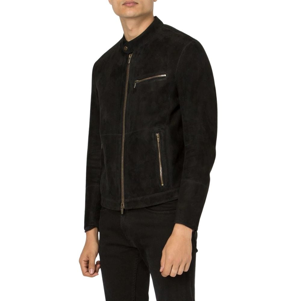 Lewis Black Suede Racer Leather Jacket