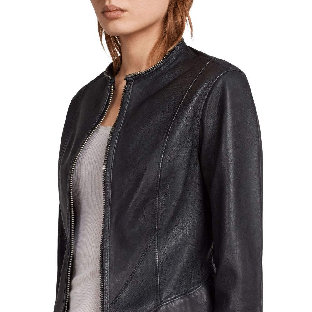 Aleah Black Racer Leather Jacket