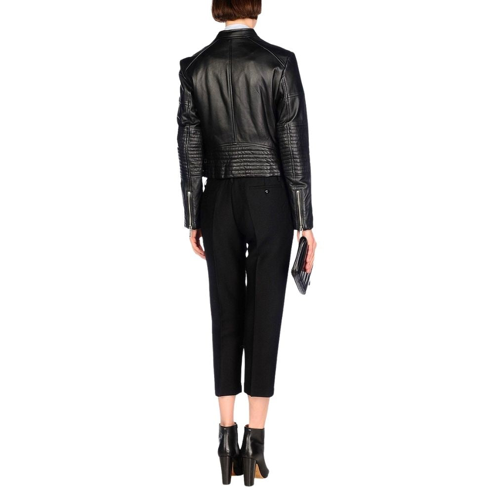 Alondra Black Quilted Racer Leather Jacket