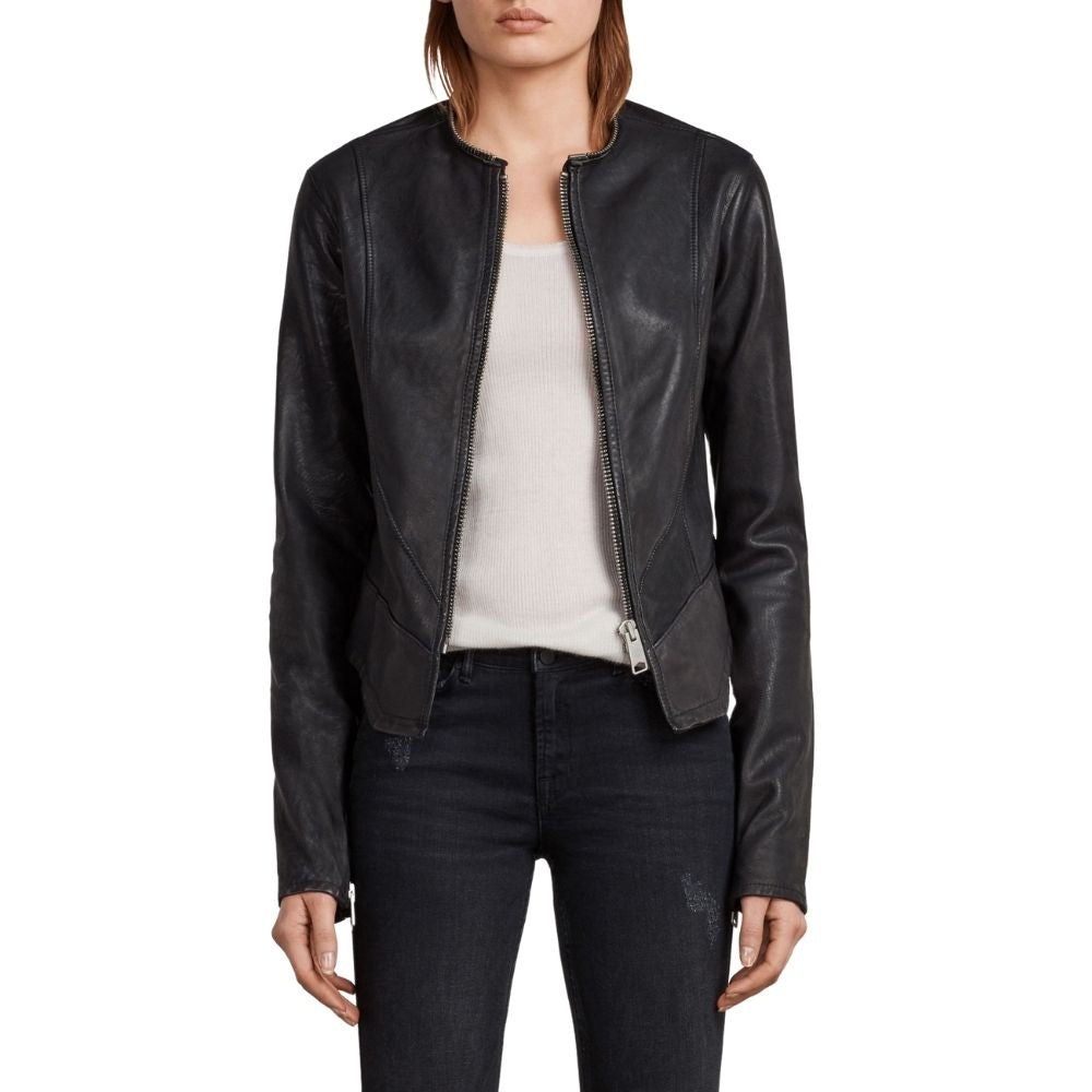 Aleah Black Racer Leather Jacket