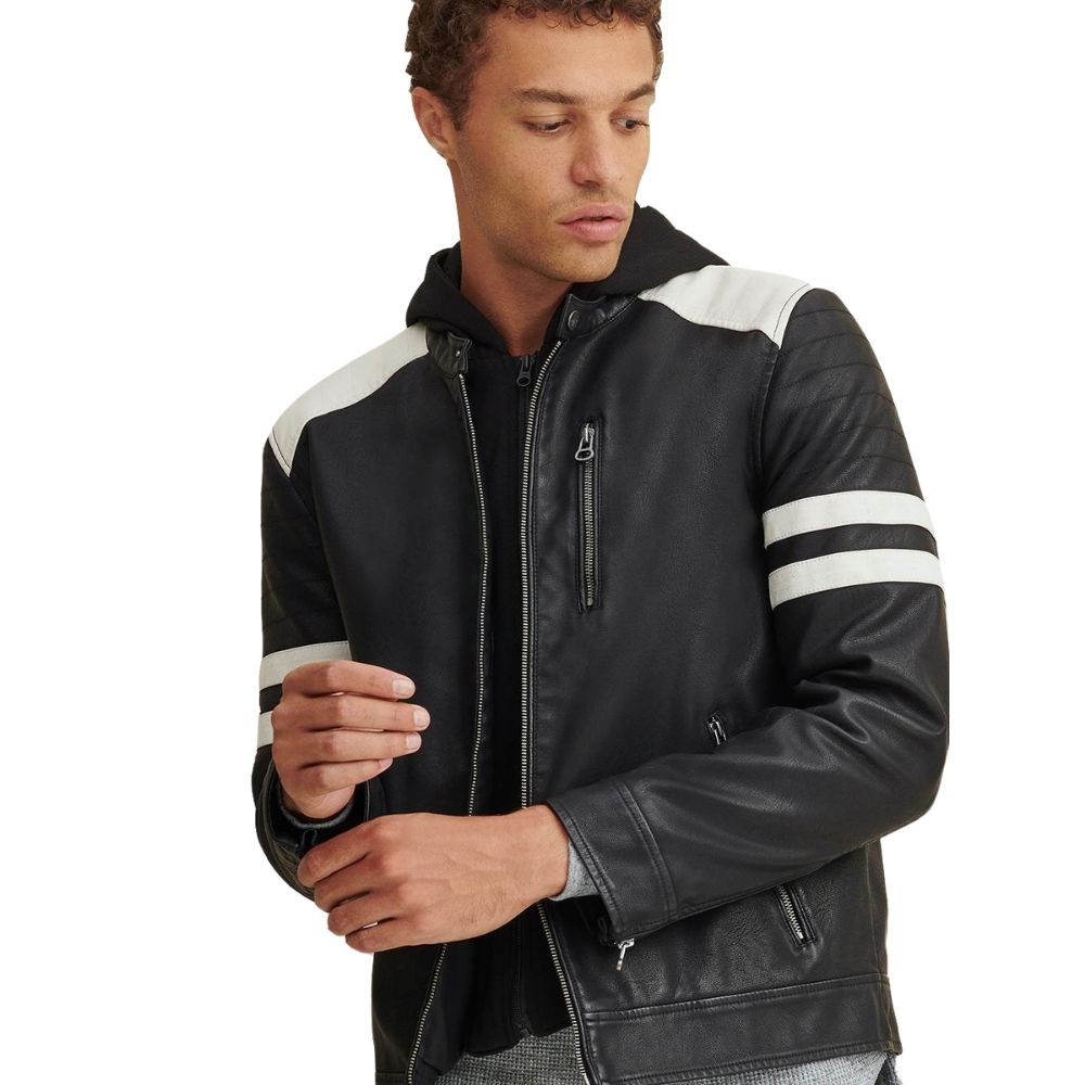 Hugh Black Racer Leather Jacket