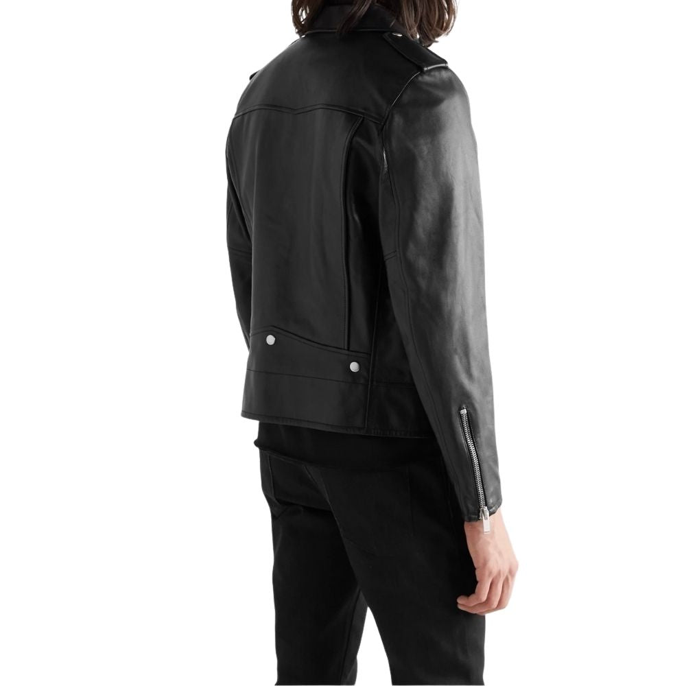 Aaron Black Biker Leather Jacket