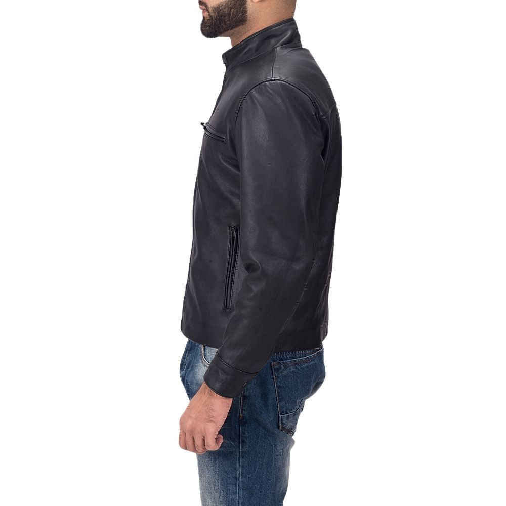 Gerald Black Racer Leather Jacket