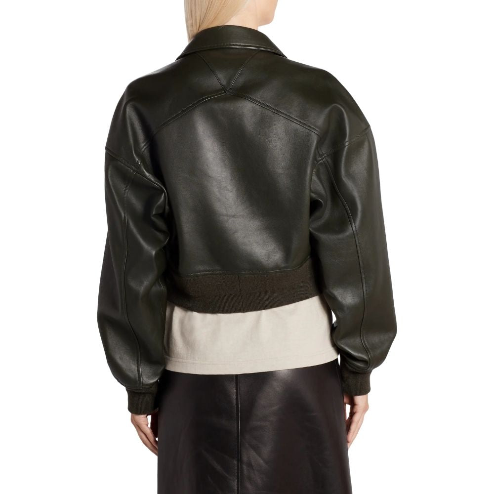 Annie Black Bomber Leather Jacket