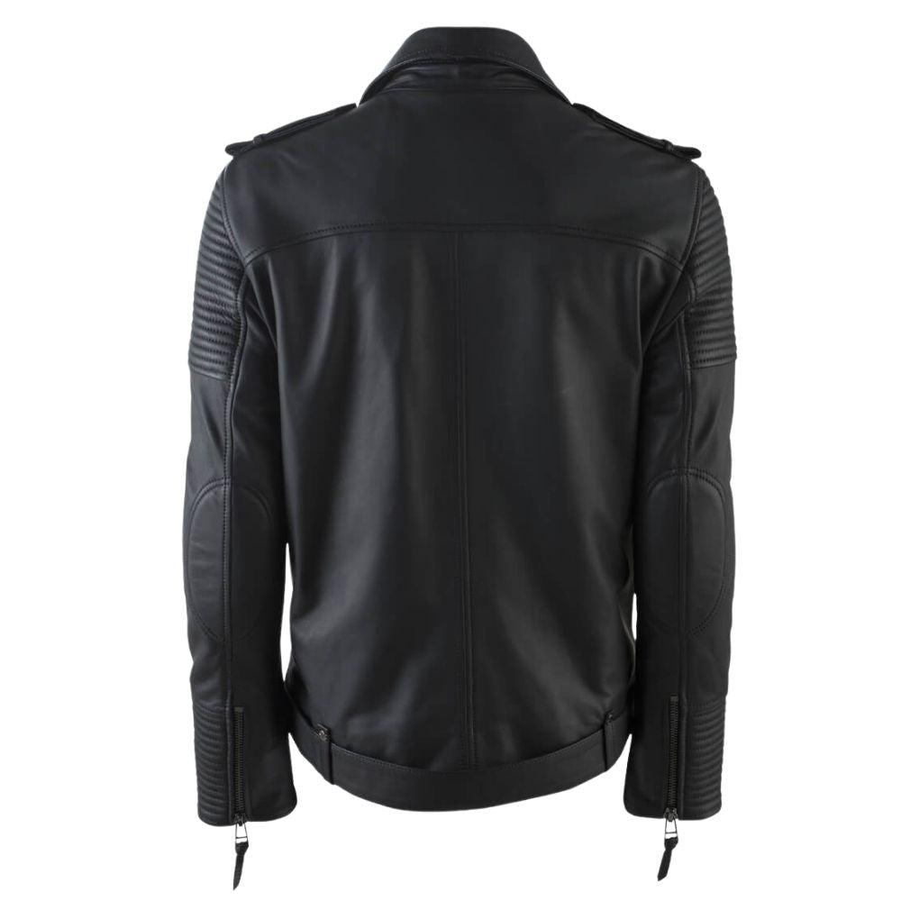 Donovan Black Motorcycle Leather Jacket