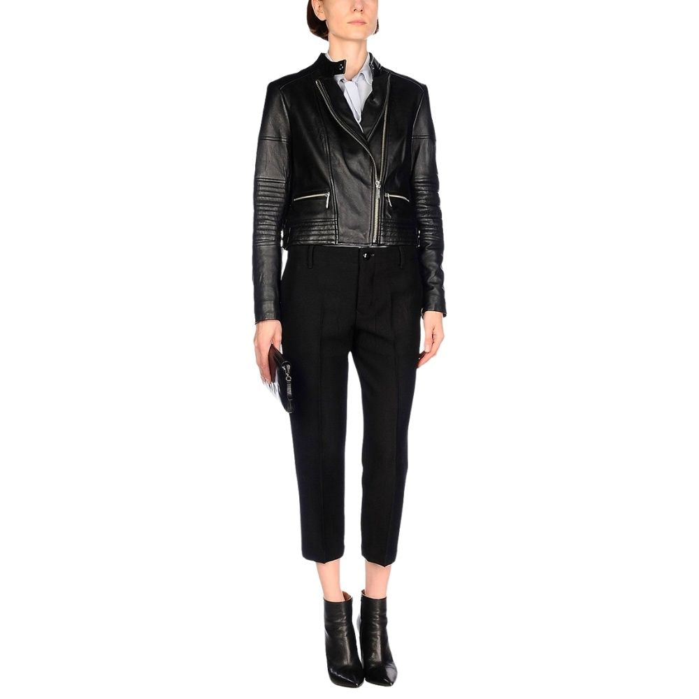 Alondra Black Quilted Racer Leather Jacket