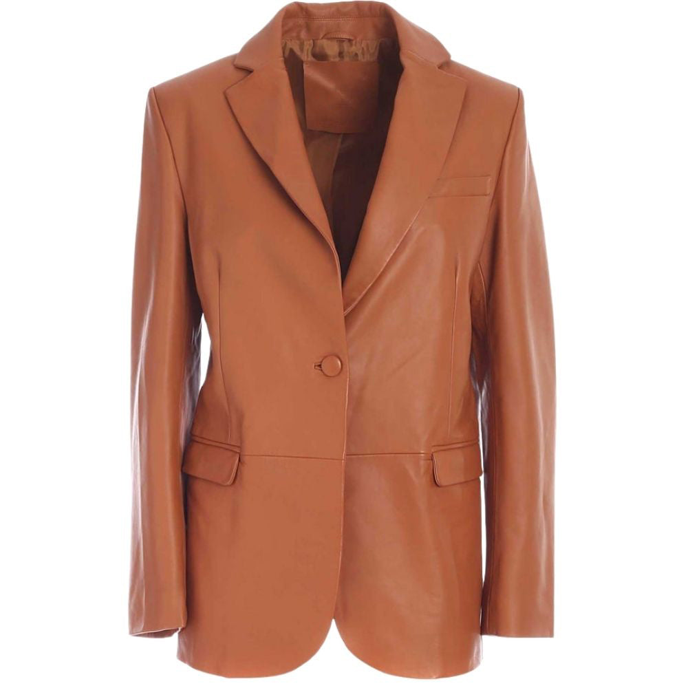 Ana Brown Leather Blazer