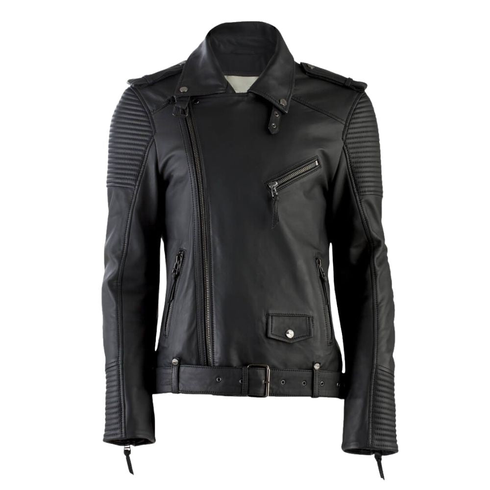 Donovan Black Motorcycle Leather Jacket