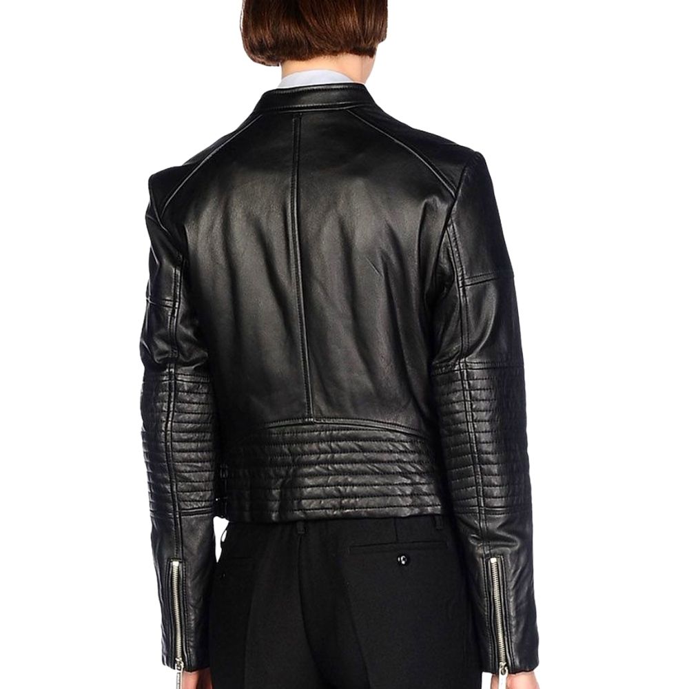 Alondra Black Quilted Racer Leather Jacket