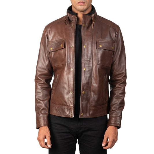 Maxwell Brown Racer Leather Jacket