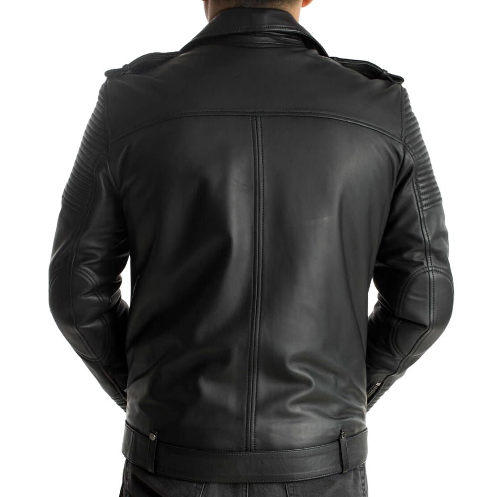 Donovan Black Motorcycle Leather Jacket