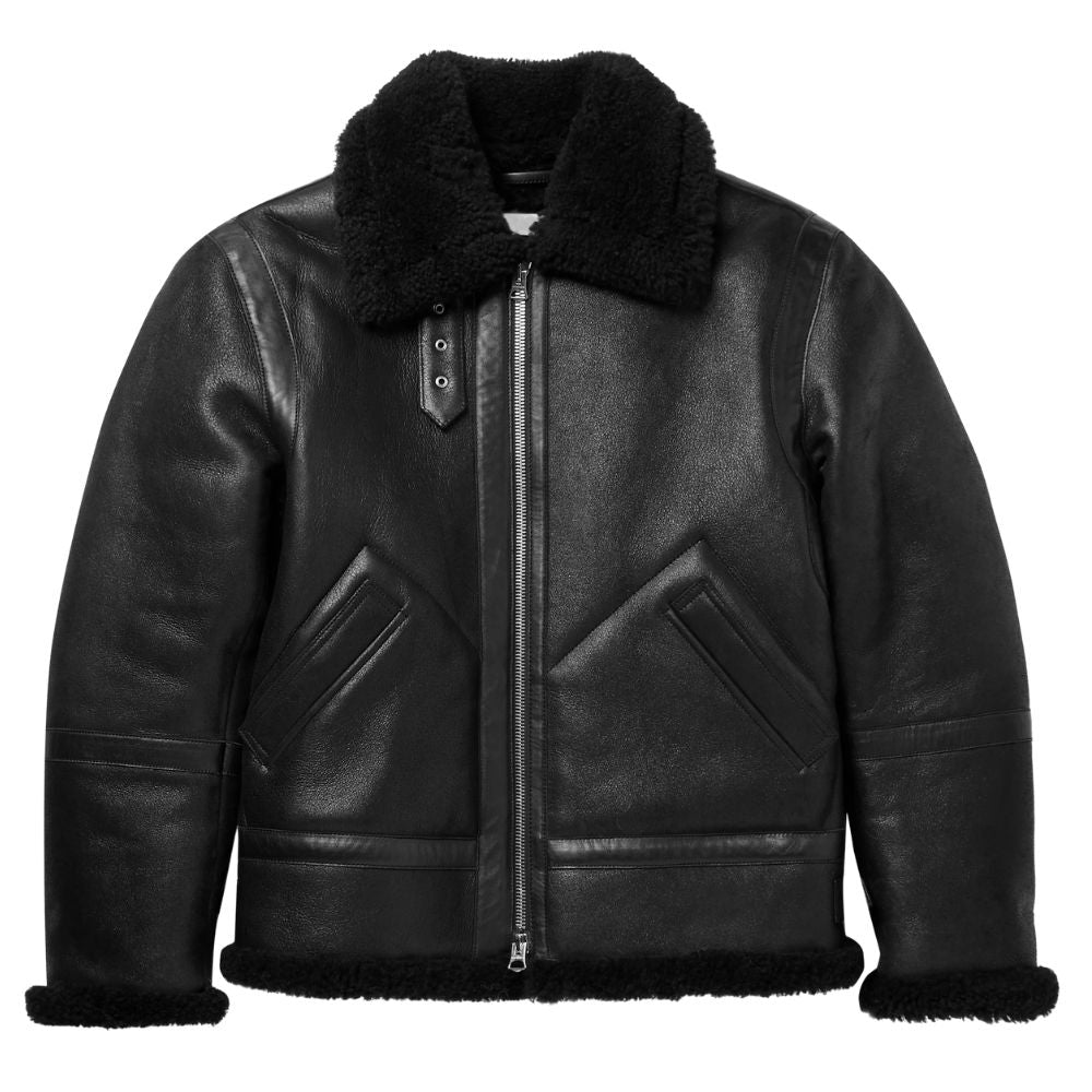 Conner Black Fur Biker Leather Jacket