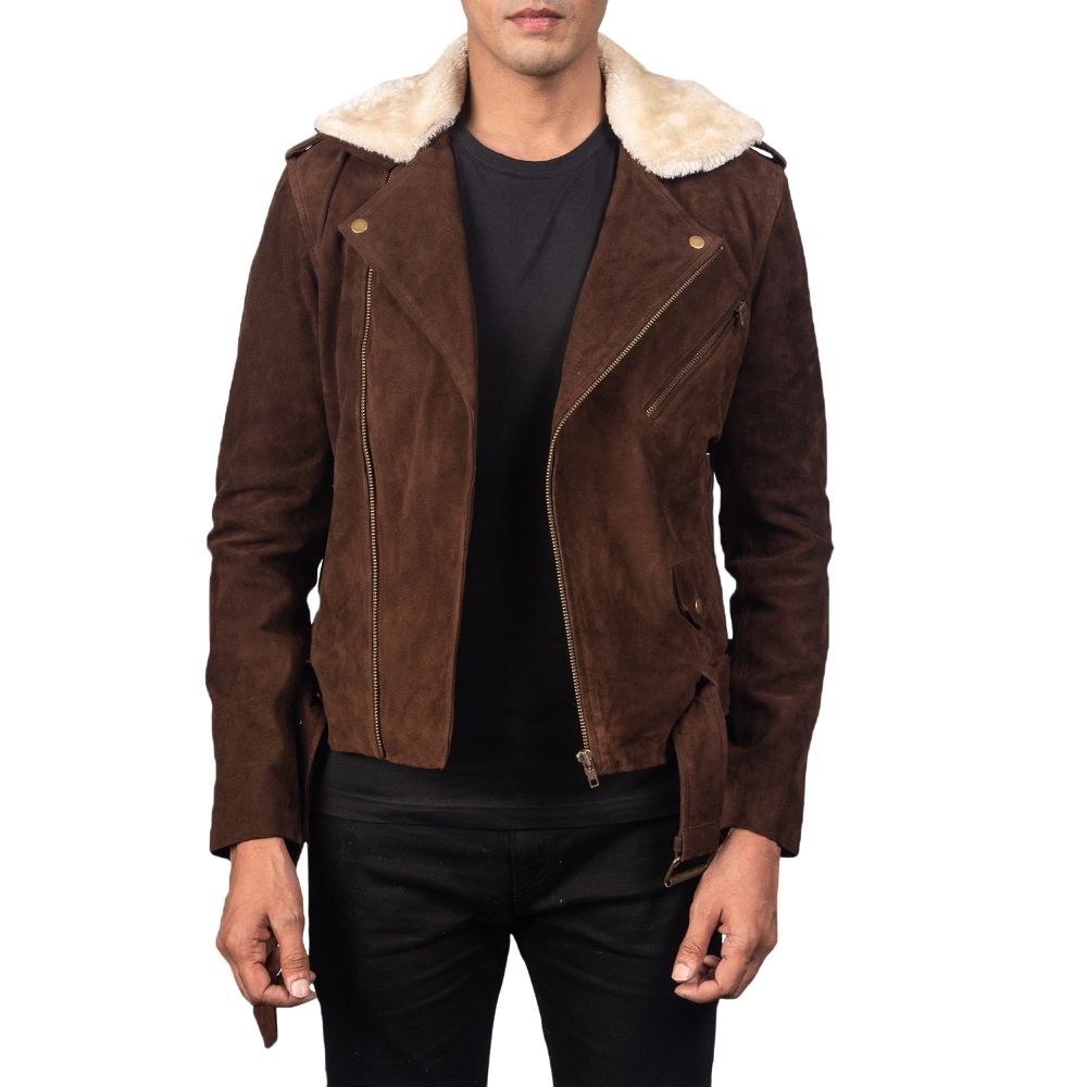 Kenneth Brown Suede Motorcycle Leather Jacket