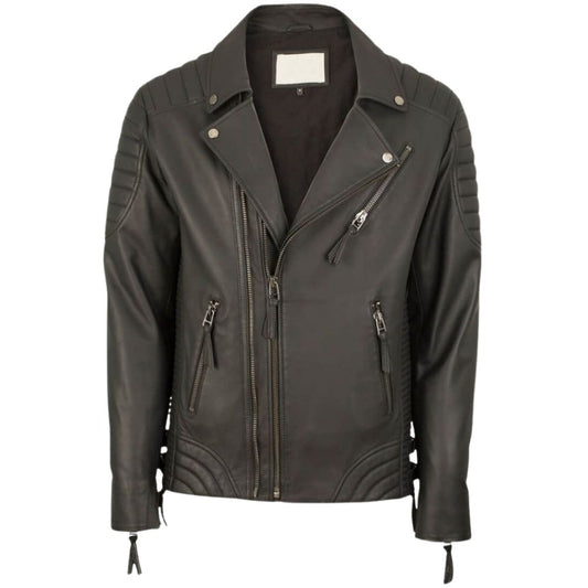 Josiah Black Biker Leather Jacket