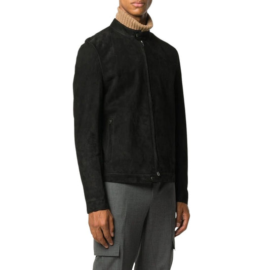 Roy Black Suede Racer Leather Jacket