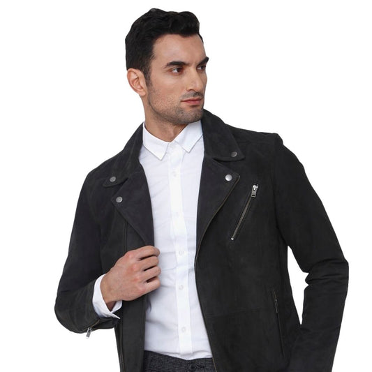 Jaxson Black Suede Biker Leather Jacket