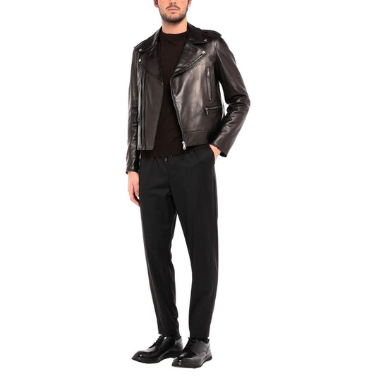 Dominik Black Motorcycle Leather Jacket