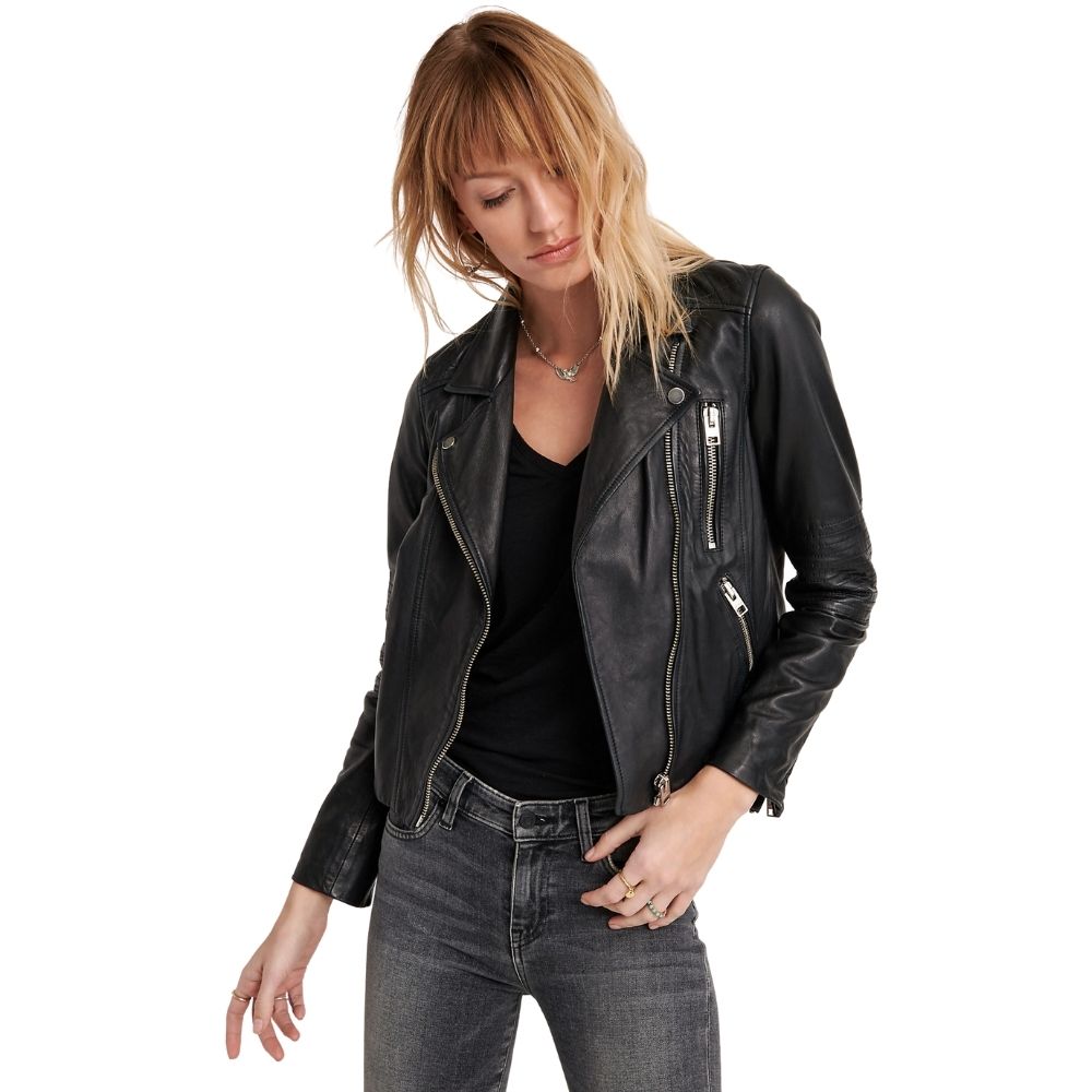 Ayla Black Motorcycle Leather Jacket