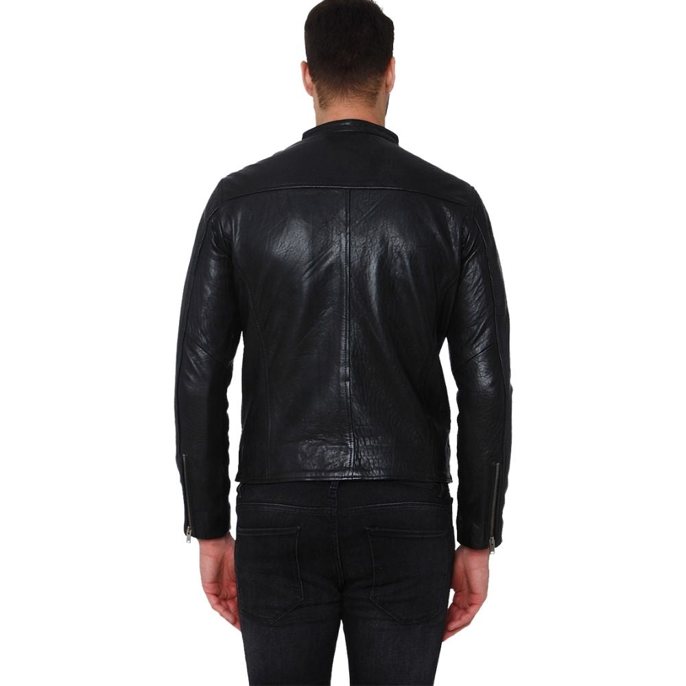 Graysen Black Racer Leather Jacket