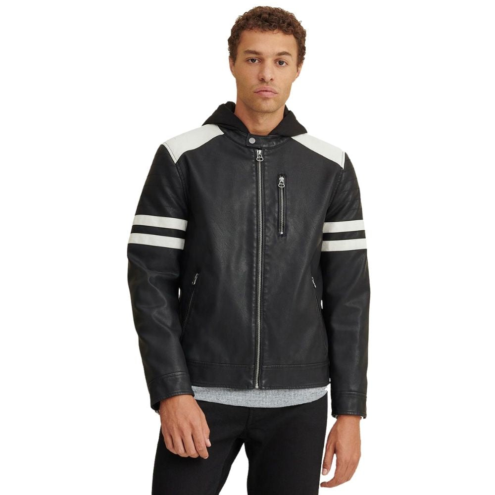 Hugh Black Racer Leather Jacket