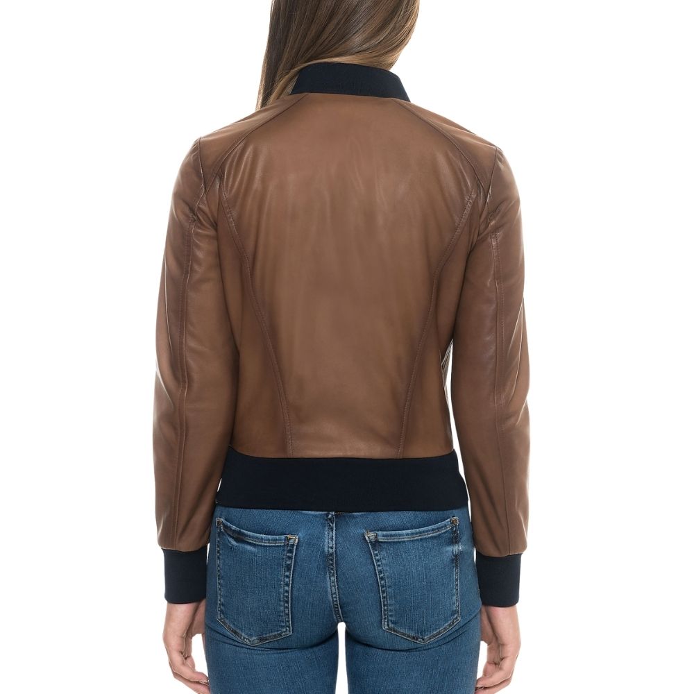 Amanda Brown Bomber Leather Jacket