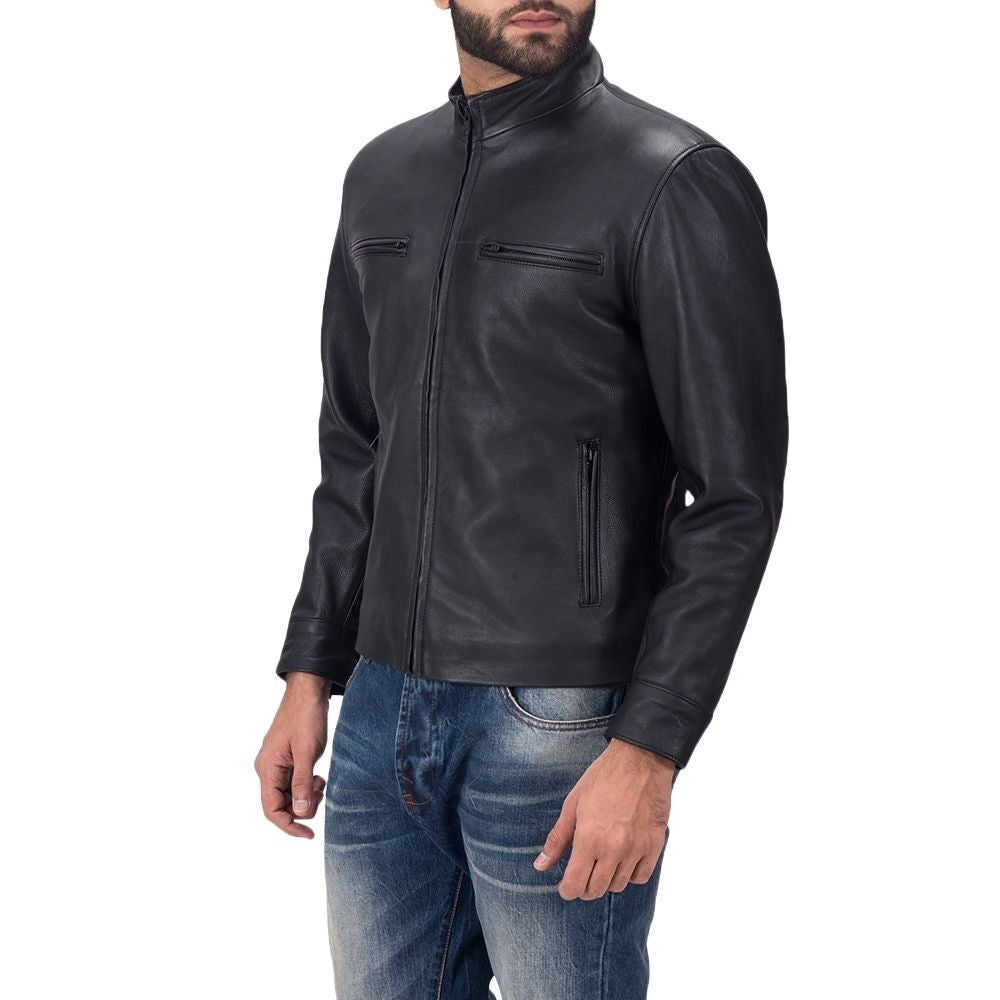 Gerald Black Racer Leather Jacket