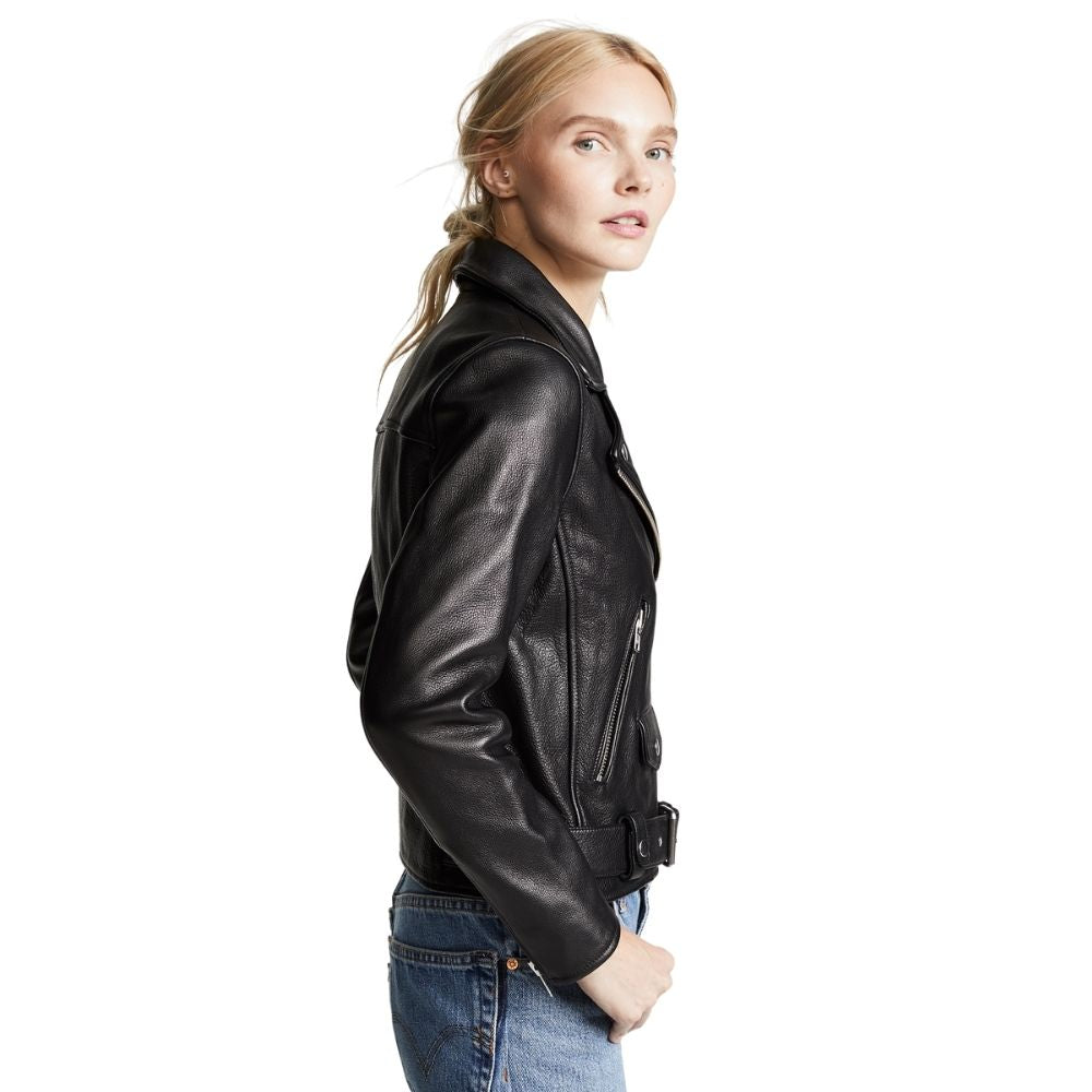 Ayden Black Fur Biker Leather Jacket