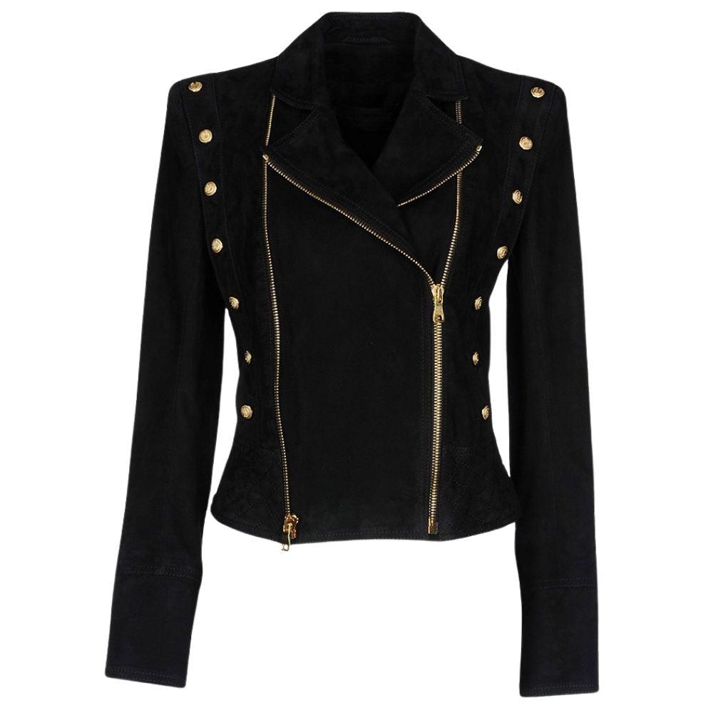 Ashlyn Black Suede Racer Leather Jacket