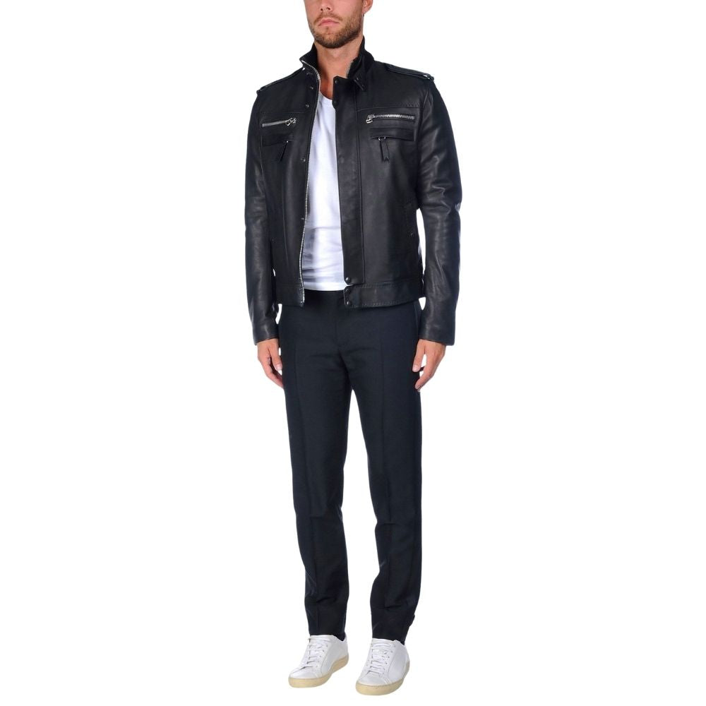 Donald Black Racer Leather Jacket