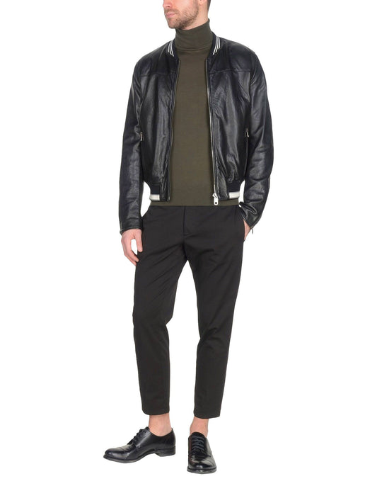 Brion Black Bomber Leather Jacket