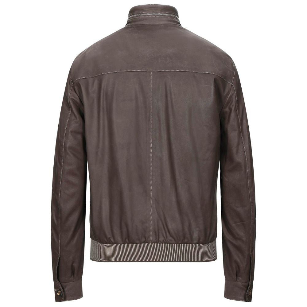 Thomas Brown Bomber Leather Jacket