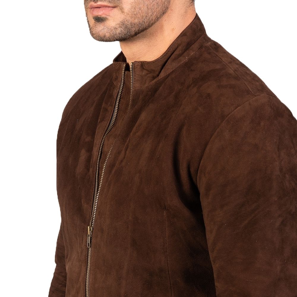 Lawrence Brown Suede Racer Leather Jacket