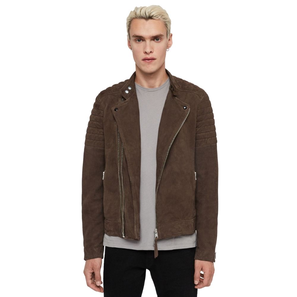 Lance Brown Suede Racer Leather Jacket