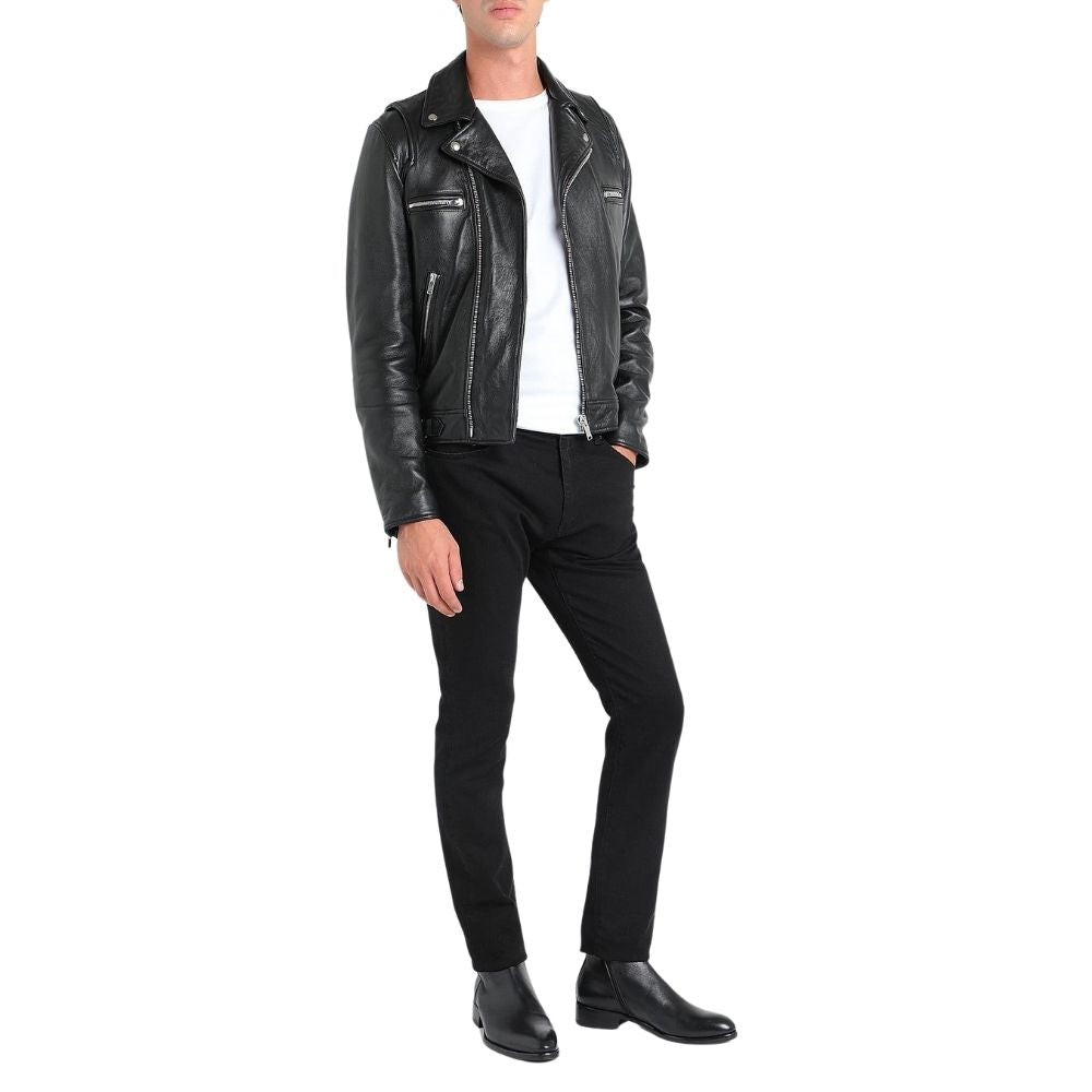 Dillon Black Motorcycle Leather Jacket