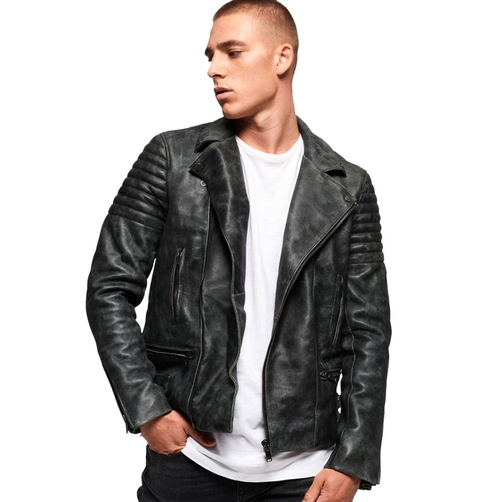 Cole Black Motorcycle Leather Jacket