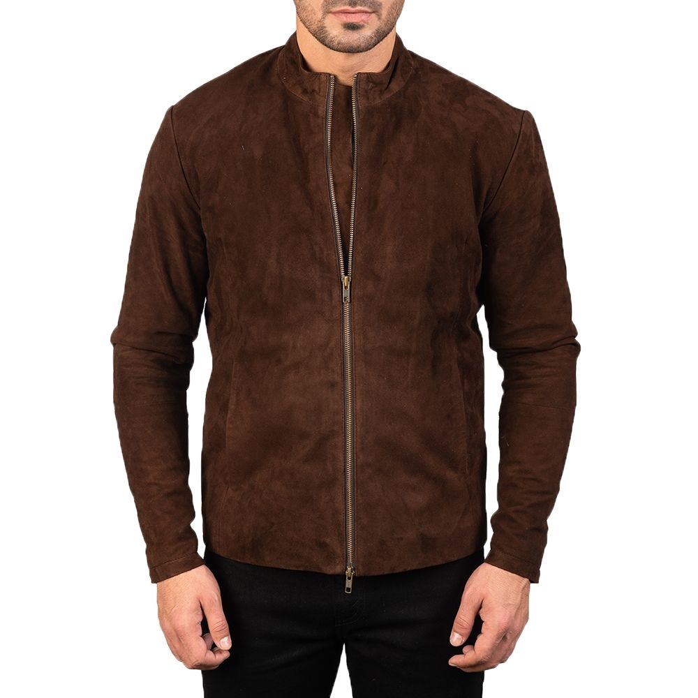 Lawrence Brown Suede Racer Leather Jacket