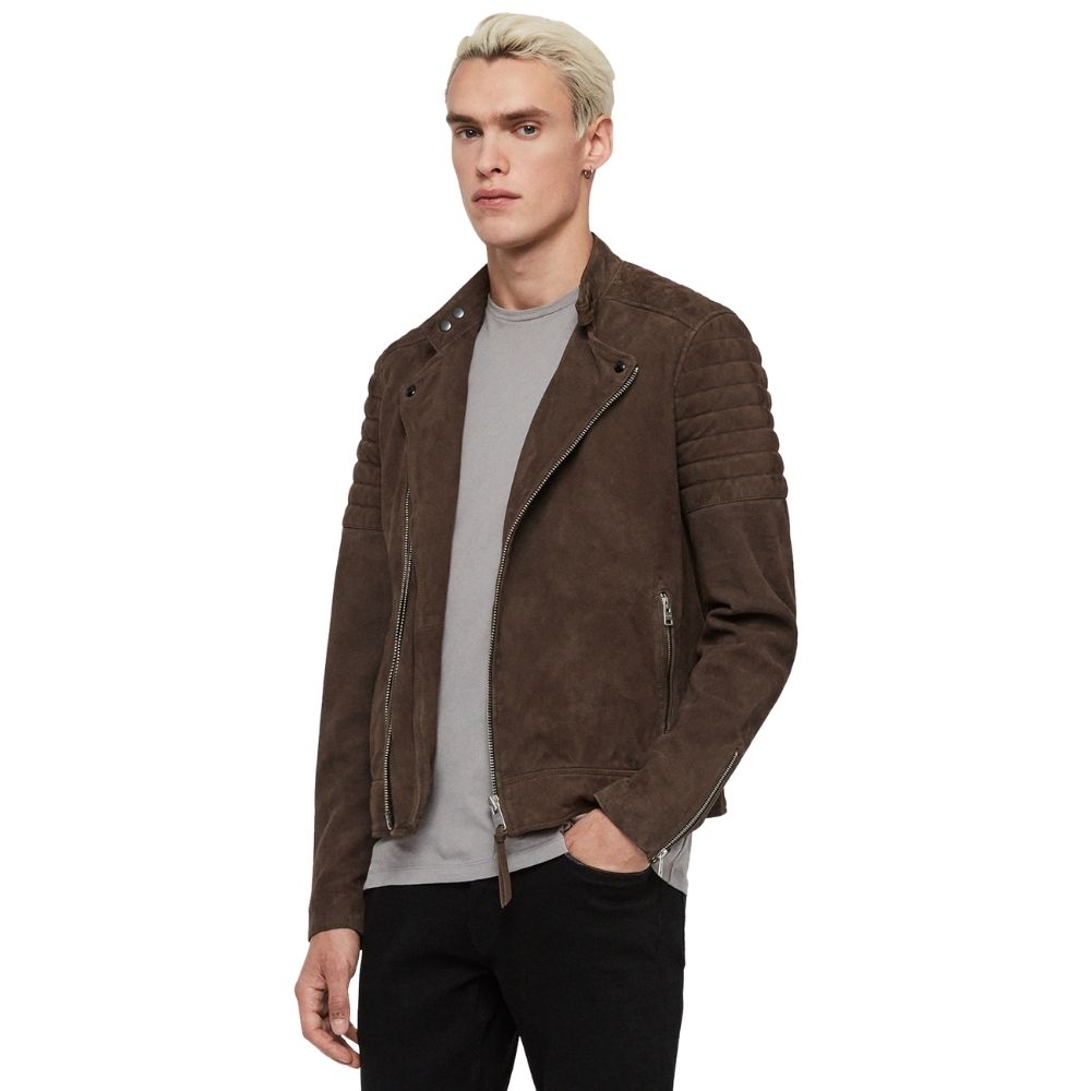 Lance Brown Suede Racer Leather Jacket