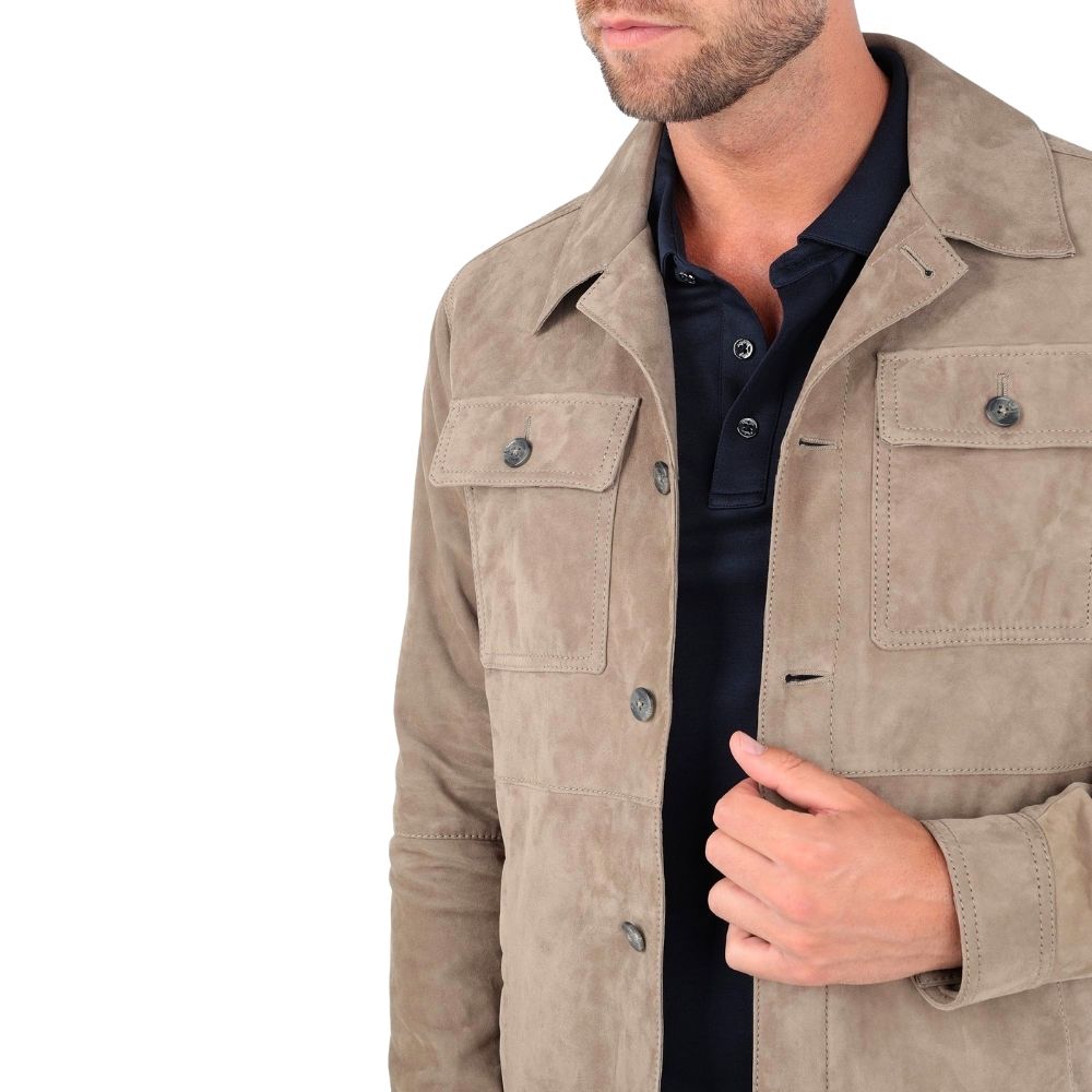 Martin Beige Suede Leather Jacket