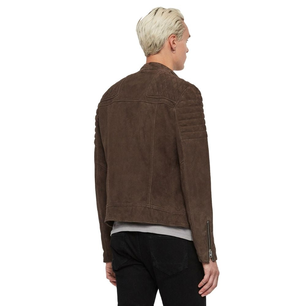 Lance Brown Suede Racer Leather Jacket