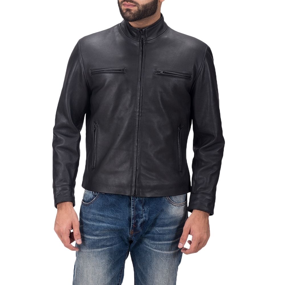 Gerald Black Racer Leather Jacket