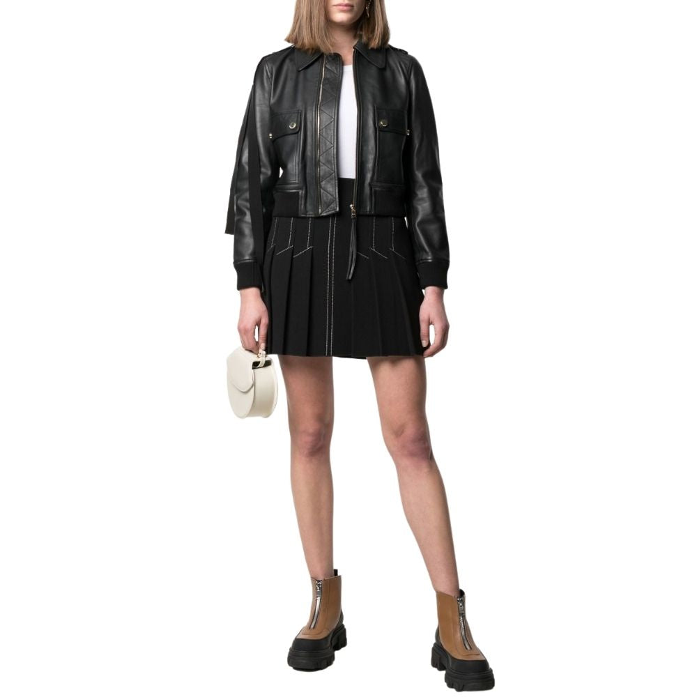 Ainsley Black Bomber Leather Jacket