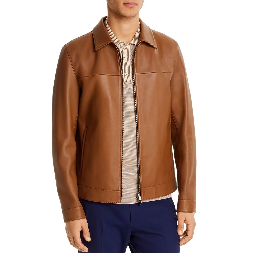 Langston Brown Racer Leather Jacket