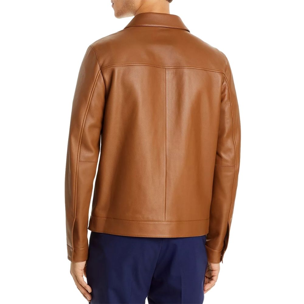 Langston Brown Racer Leather Jacket