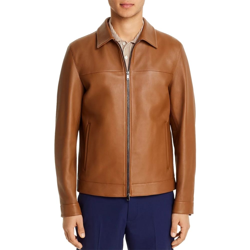 Langston Brown Racer Leather Jacket