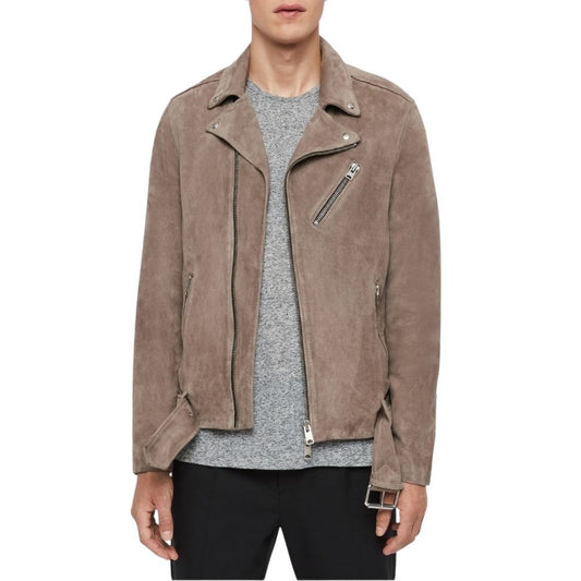 Everett Beige Suede Biker Leather Jacket