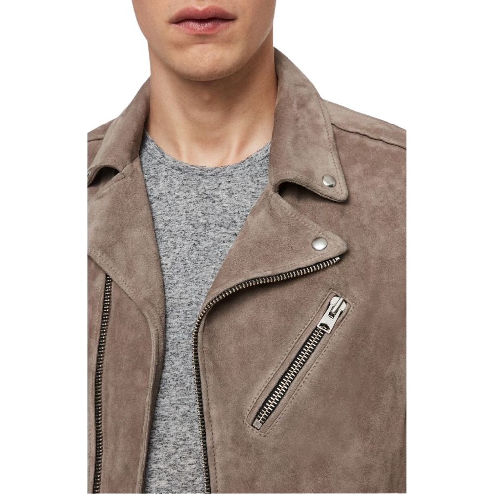 Everett Beige Suede Biker Leather Jacket